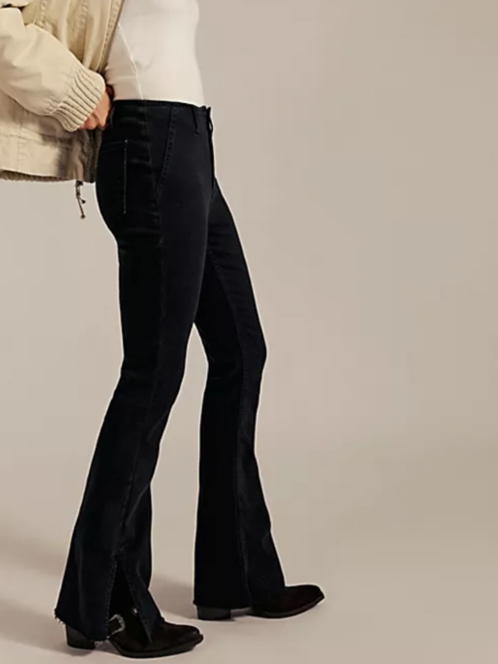 Free People We the Free Level Up Slim Flare Jeans-Black-Women's Size 26